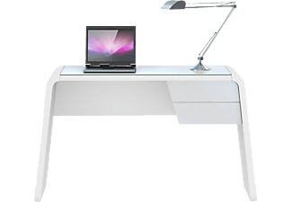 JAHNKE CSL 430 Computer-Schreibtisch Weißglas/ Matt-Weiß 
