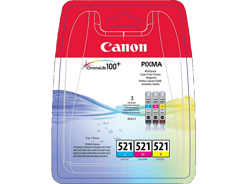 CANON CLI521 Cyaan - Magenta - Geel  (2934B011)