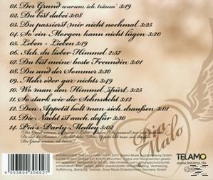Rückseite eines CD-Covers mit Herzdesign, Text und einer Liste der Songtitel.