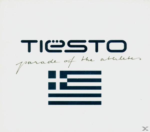 Tiësto logó és görög zászló fehér háttérrel.