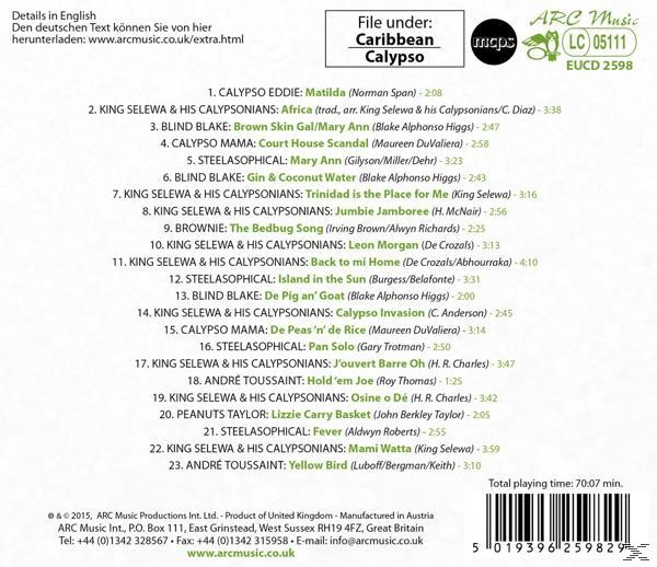 Albumrückseite: eine Liste von Calypso-Songs.