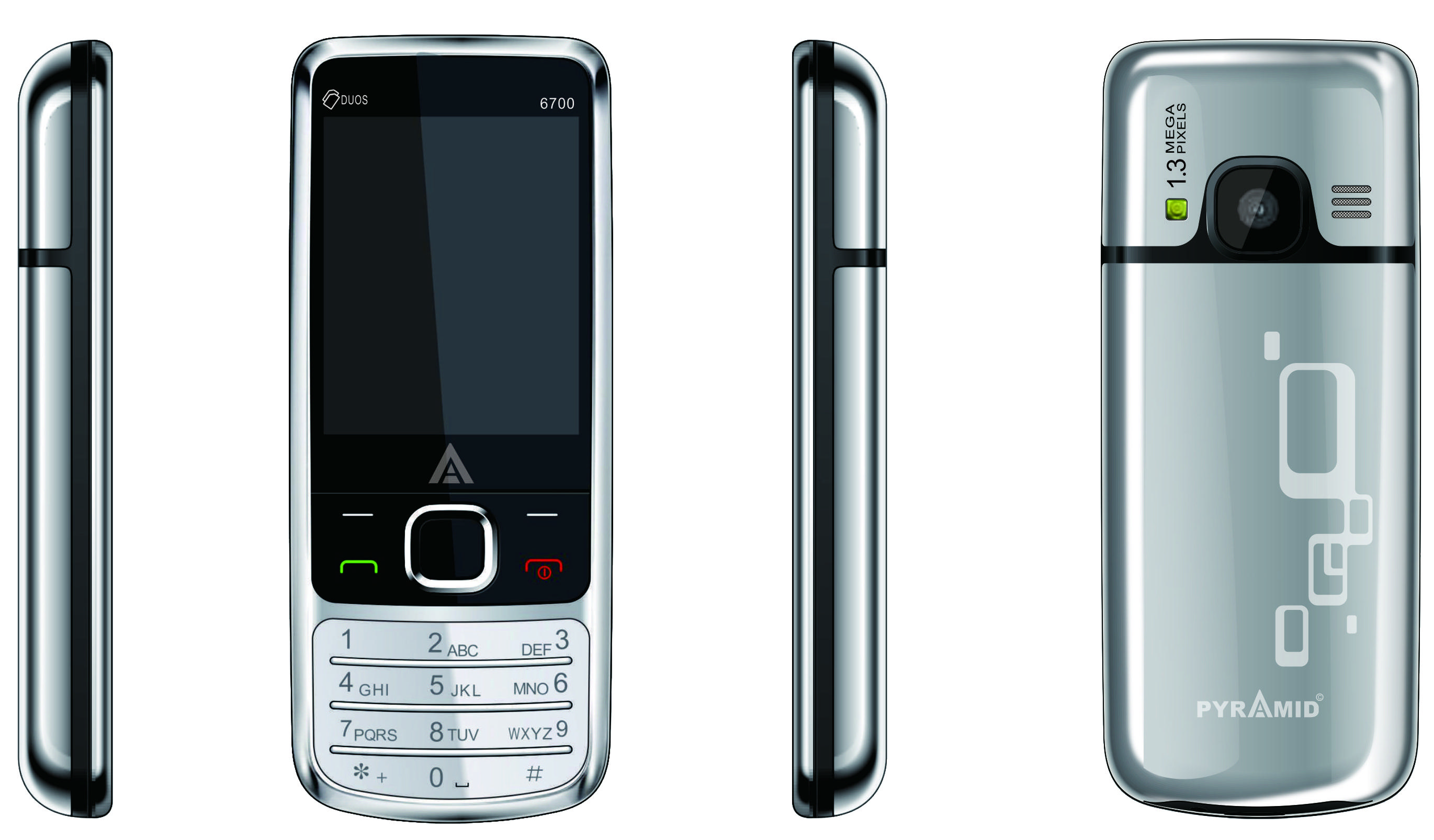 PYRAMID 6700 Çift Hatlı Gümüş Cep Telefonu