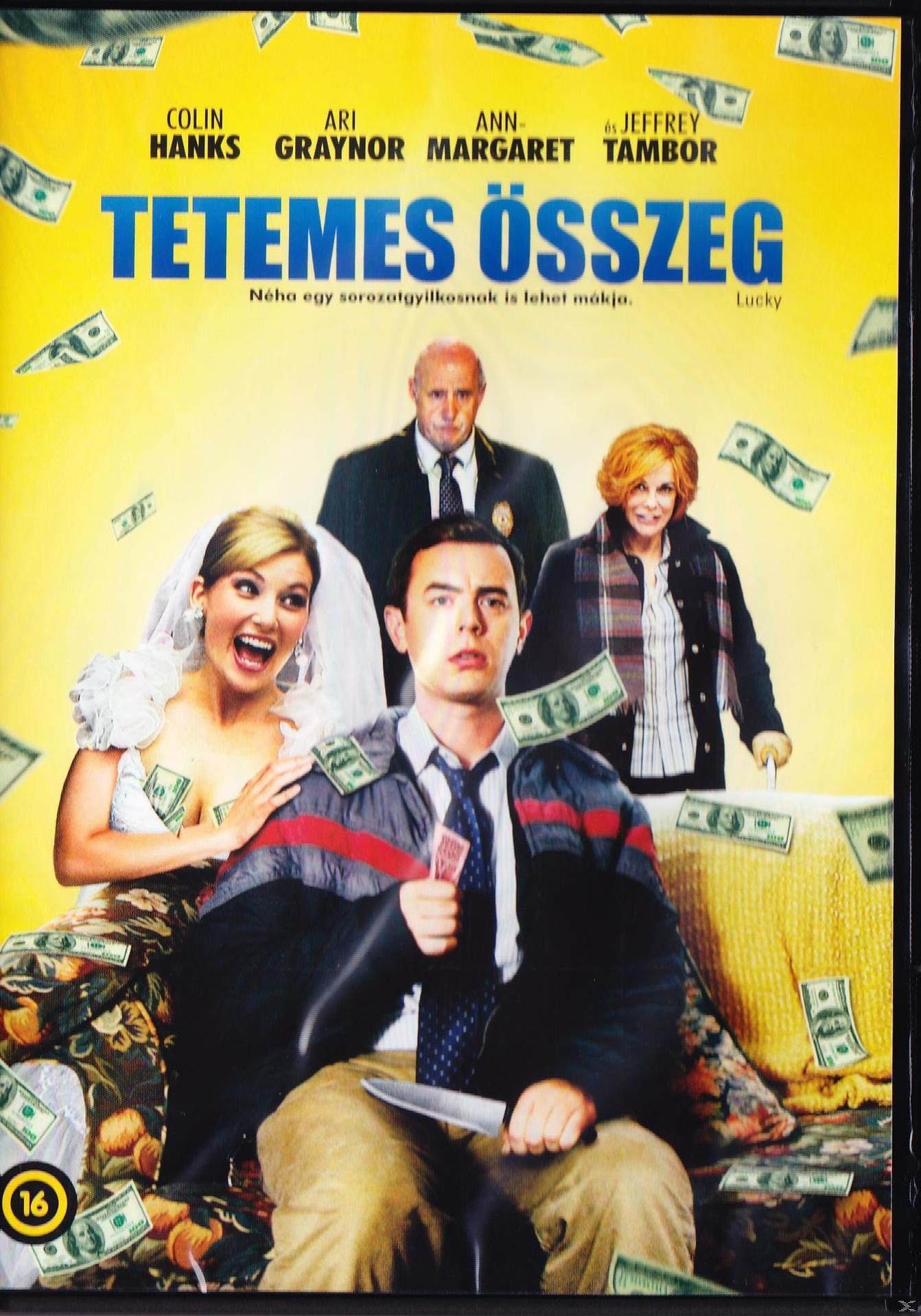DVD borítója. Egy csoport ember, akik körül pénz esik. A szöveg a "Tetemes Osszeg".