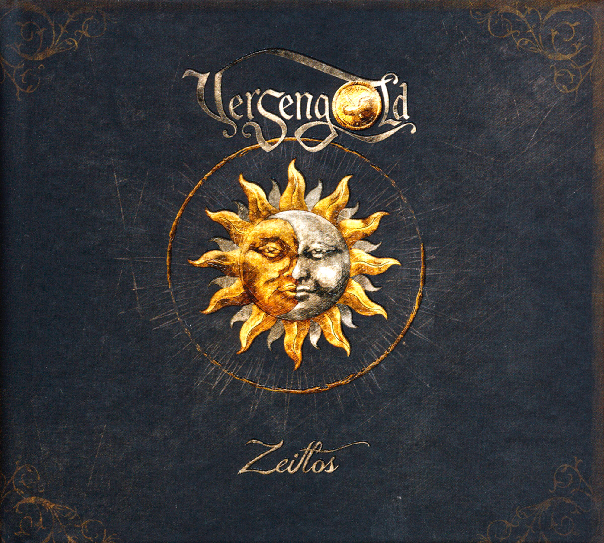 Albumcover: 'Zeitlos' von Tercena, mit einem Sonne/Mond-Design auf dunklem Hintergrund.