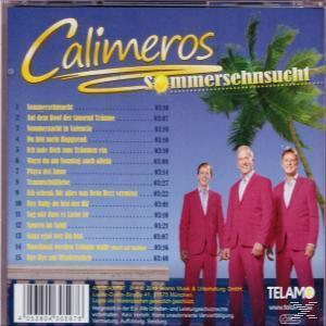 CD-Cover von Calimeros, mit drei Männern in rosa Anzügen, die vor einer Bühne mit einer Palme stehen.