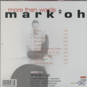 Rückseite einer CD-Hülle mit Trackliste: 'more than words' von Mark 'Oh'.