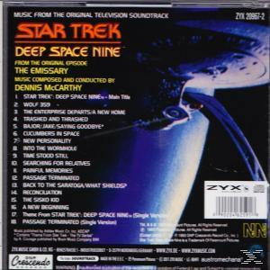 Rückseite des Star Trek Deep Space Nine Soundtracks. Titelliste und Bild des Schiffes der Serie werden gezeigt.