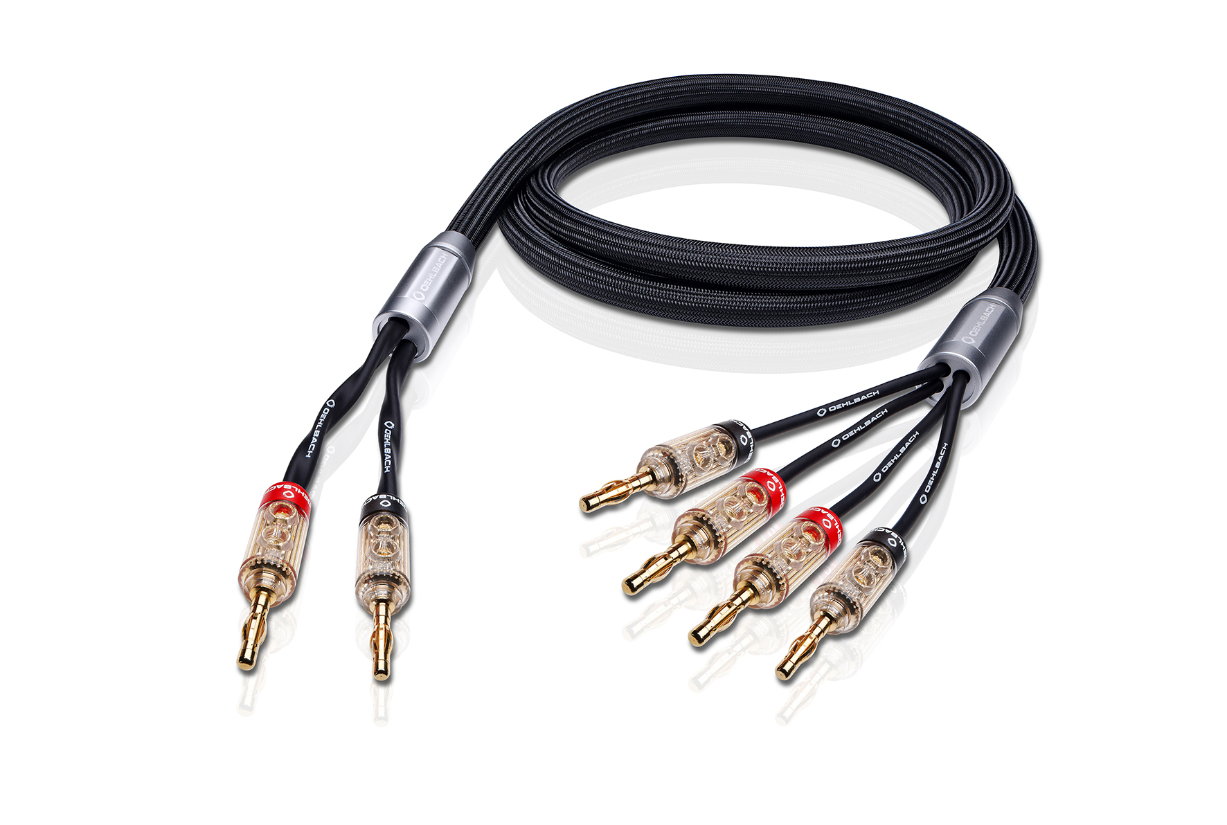 OEHLBACH High-End-Bi-Wiring-Lautsprecherkabel mit Banana-Verbinder XXL Fusion Four, Banana, 2x2m, Banana Kabel