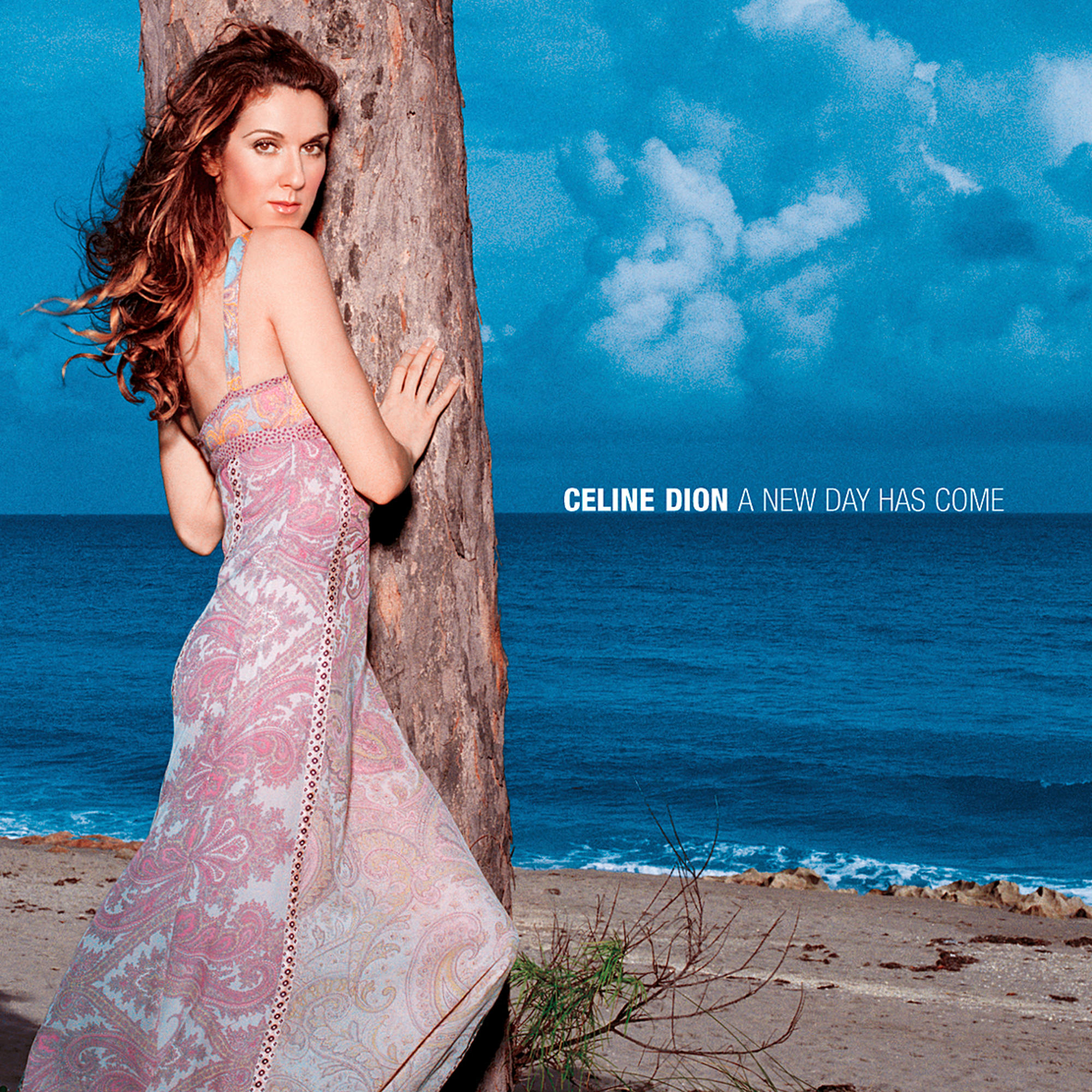 Celine Dion album borítója. Rózsaszín ruhát visel, egy fa mellett áll a tengerparton.