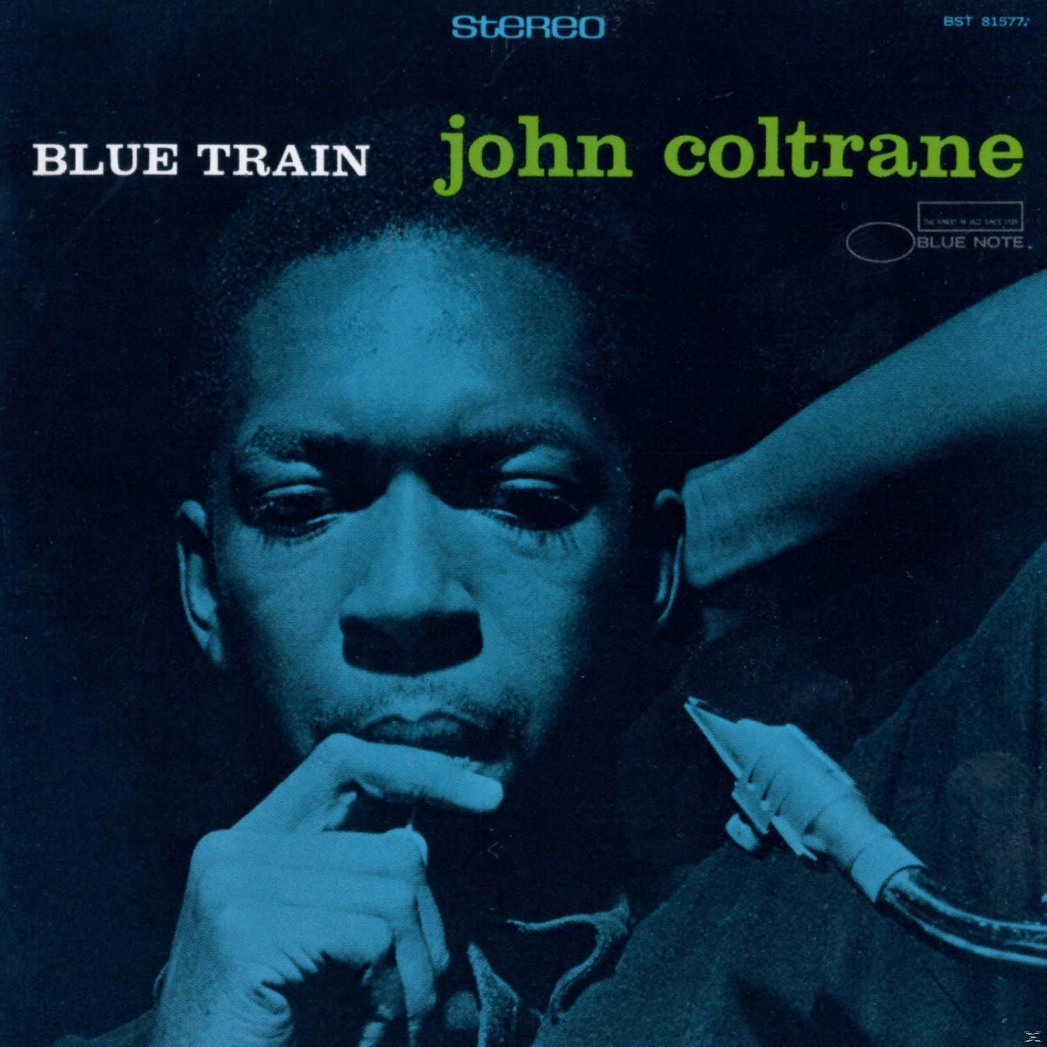A 'Blue Train' című album borítója John Coltrane-től, az arcával a középpontban.