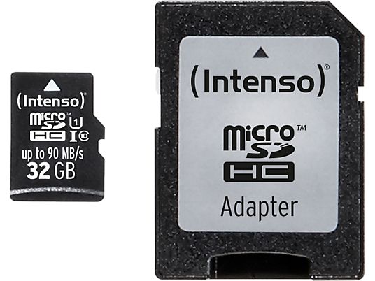 INTENSO Micro-SD - Scheda di memoria  (32 GB, 90 MB/s, Nero)