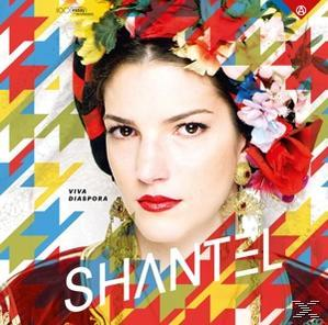 Albumcover. Das Gesicht einer Frau mit farbenfrohem Make-up. Text: Shantel. Viva Diaspora.