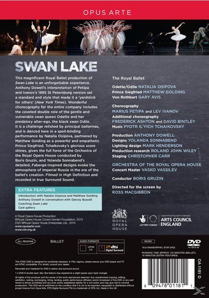 DVD-Cover: Text auf der Rückseite, mit Tänzern. Titel: Schwanensee.