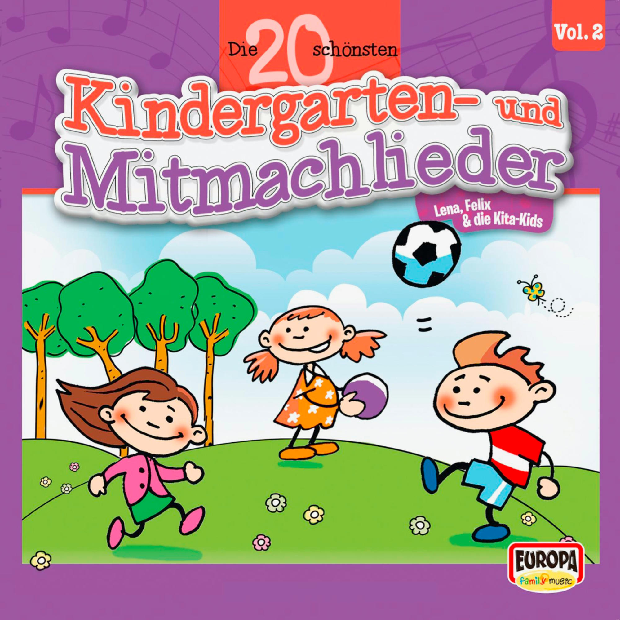 Animiertes Albumcover mit spielenden Kindern und einem Fußball, Cartoonstil.