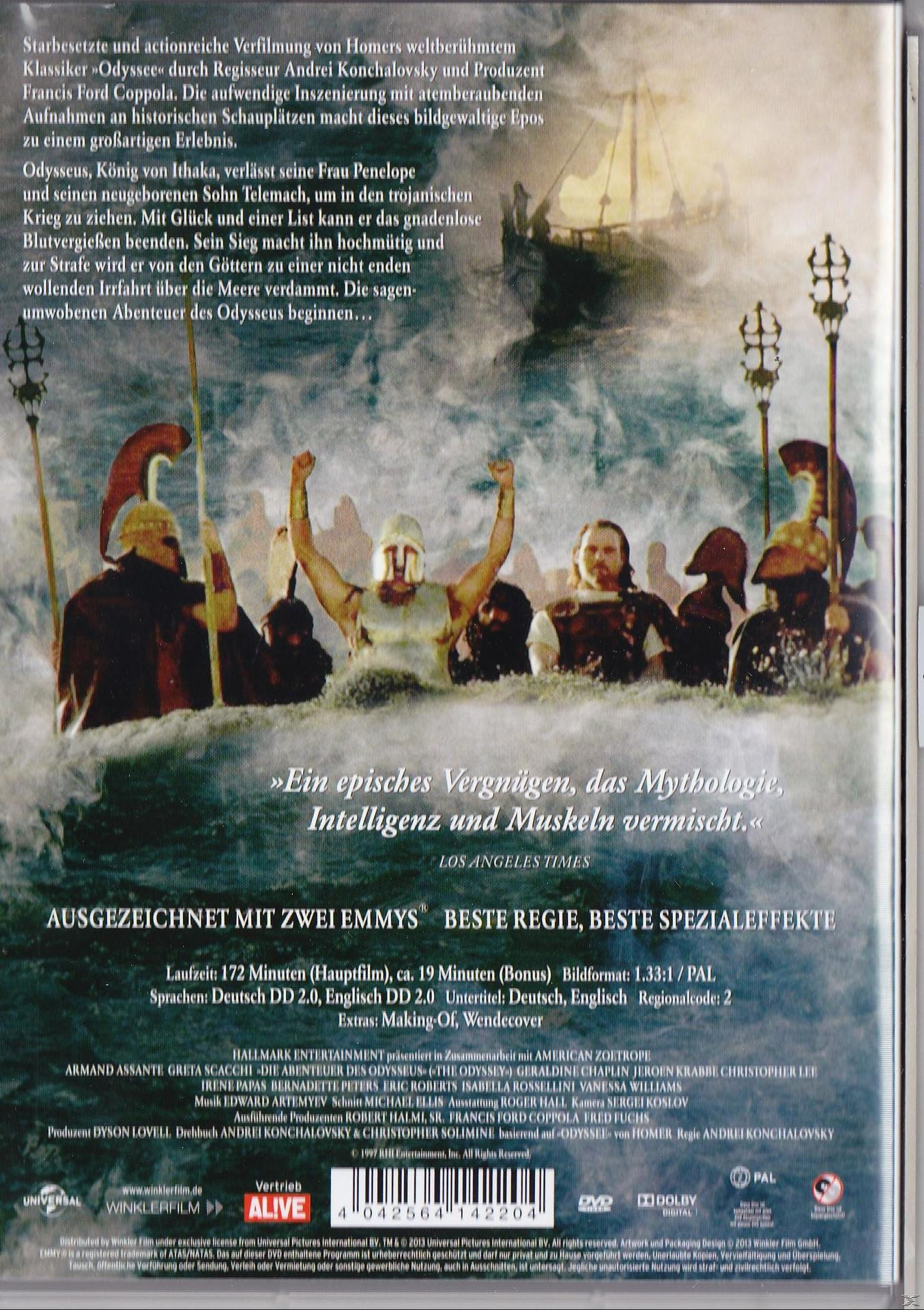 DVD-Cover für 'Odyssey'. Männer in Helmen auf einem Schiff im Meer. Text in mehreren Sprachen.