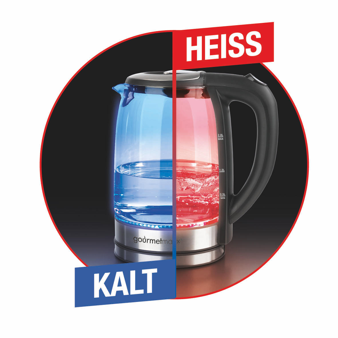 GOURMETMAXX 8107 Wasserkocher, Schwarz