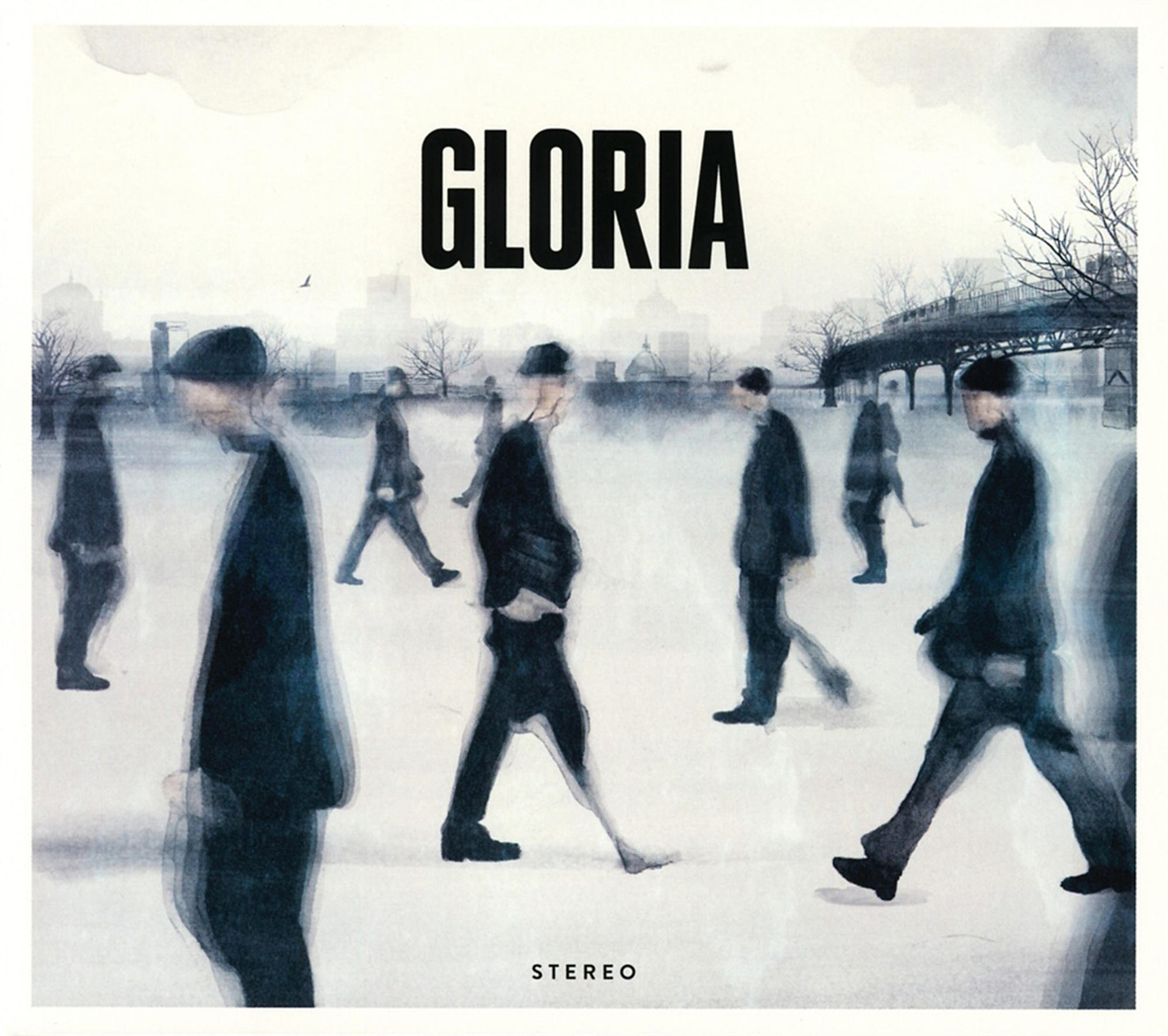 Albumcover mit dem Wort 'GLORIA' und verschwommenen Personen.