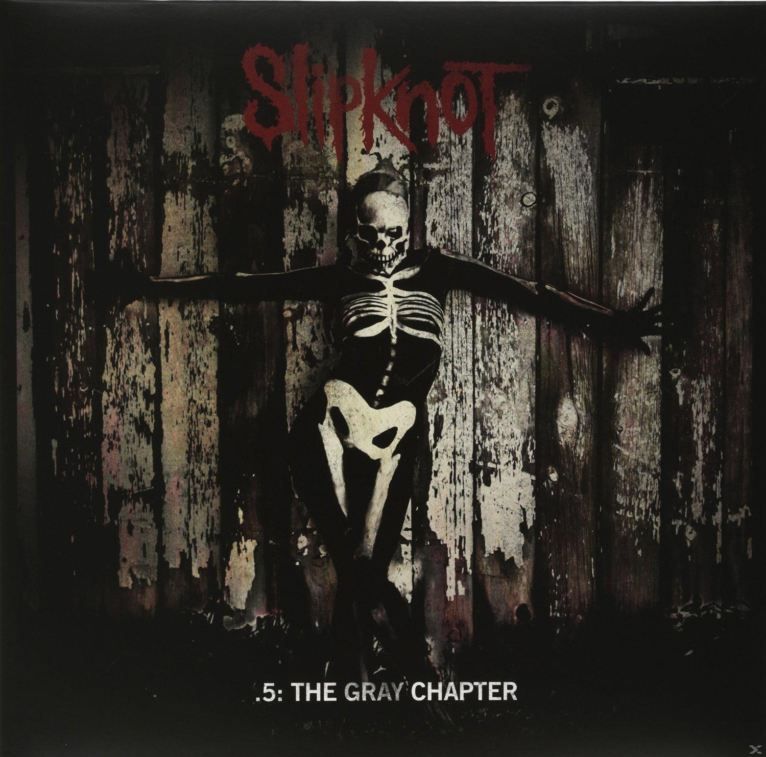 Albumcover: Eine Person im Skelett-Kostüm vor Holzhintergrund. Text: .5: The Gray Chapter.