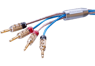 OEHLBACH Lautsprecherkabel Bi-Wiring versilbert 2x2,5/2x4,0 mm², mit Kabelschuh-Verbinder Bi Tech 4.4 500 Kabelschuhkabel, Blau/Kupfer