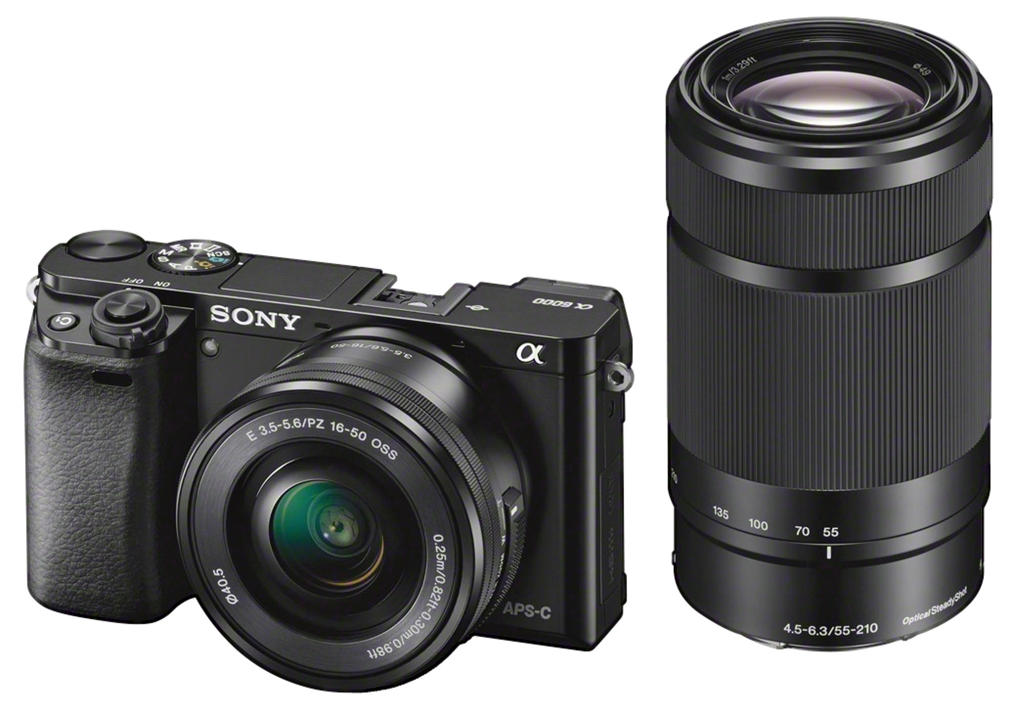 SONY Alpha 6000 ZOOM+TELEZOOM KIT (ILCE-6000Y) Systemkamera mit Objektiv 16-50 mm, 55-210 mm, 7,6 cm Display, WLAN