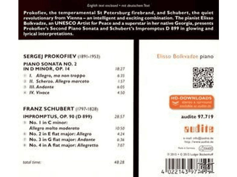 Thumbnail - Elisso Bolkvadze, VARIOUS - Piano Sonata 2/Impromptus D 899 (CD)