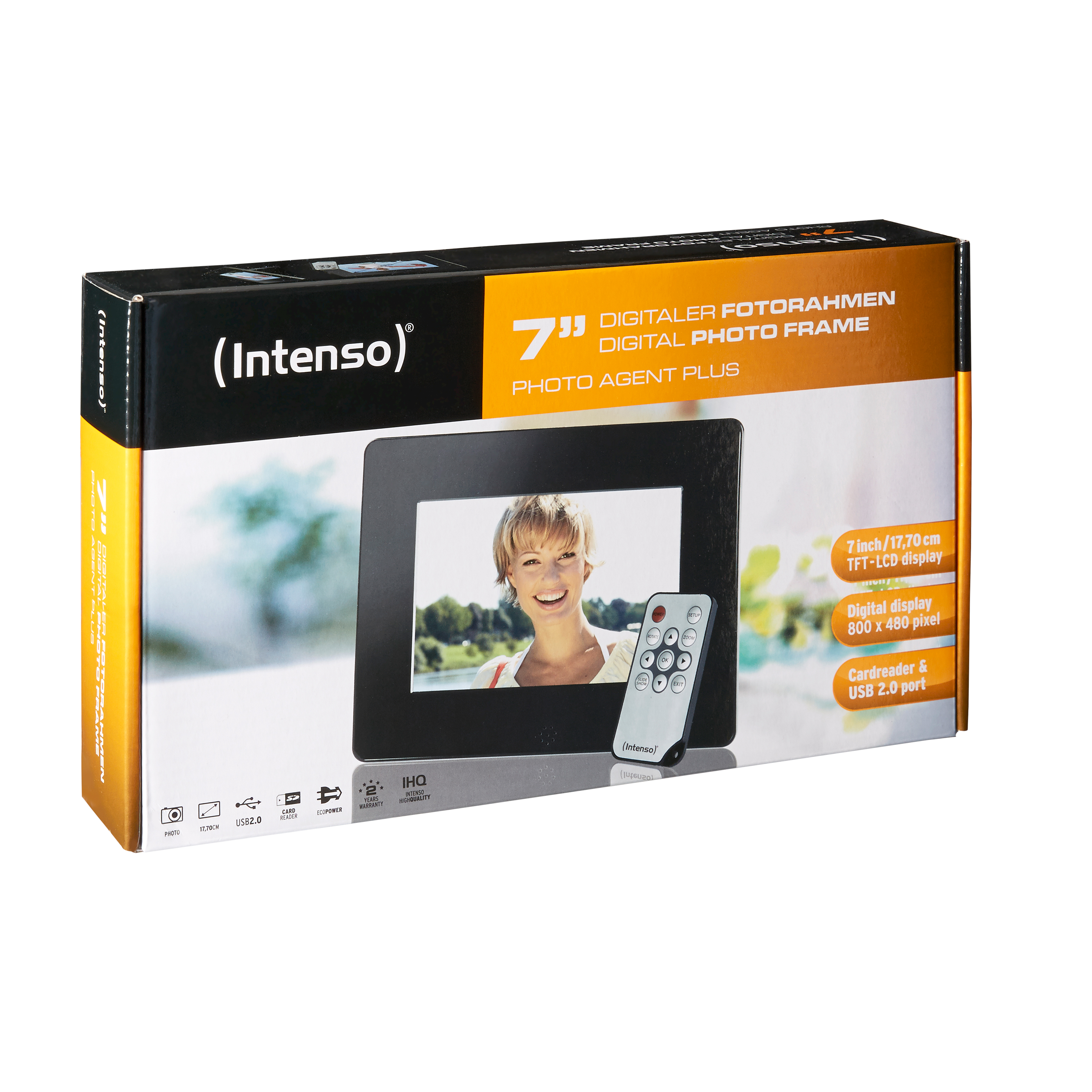 INTENSO 3906801 7" Photo Agent Digitaler Bilderrahmen, 17,8 cm, 800 x 480 Pixel, Schwarz