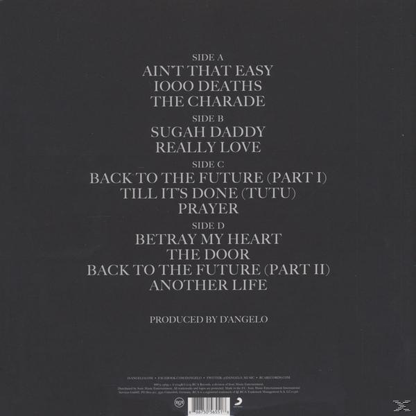 Album-Rückseite mit einer Titelliste. Das Album heißt 'D'Angelo'.
