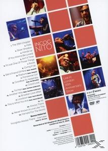 DVD-Cover von Incognito Live in London. Bilder der Band. Roter und weißer Hintergrund.
