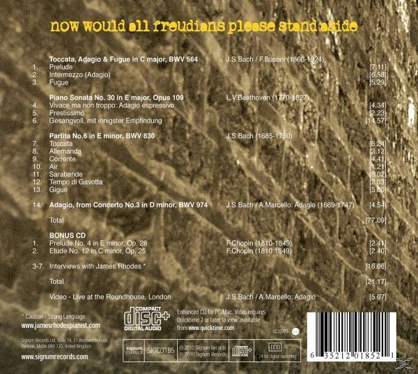 James Rhodes - Now Would All Freudians Please Stand Aside  - (CD)