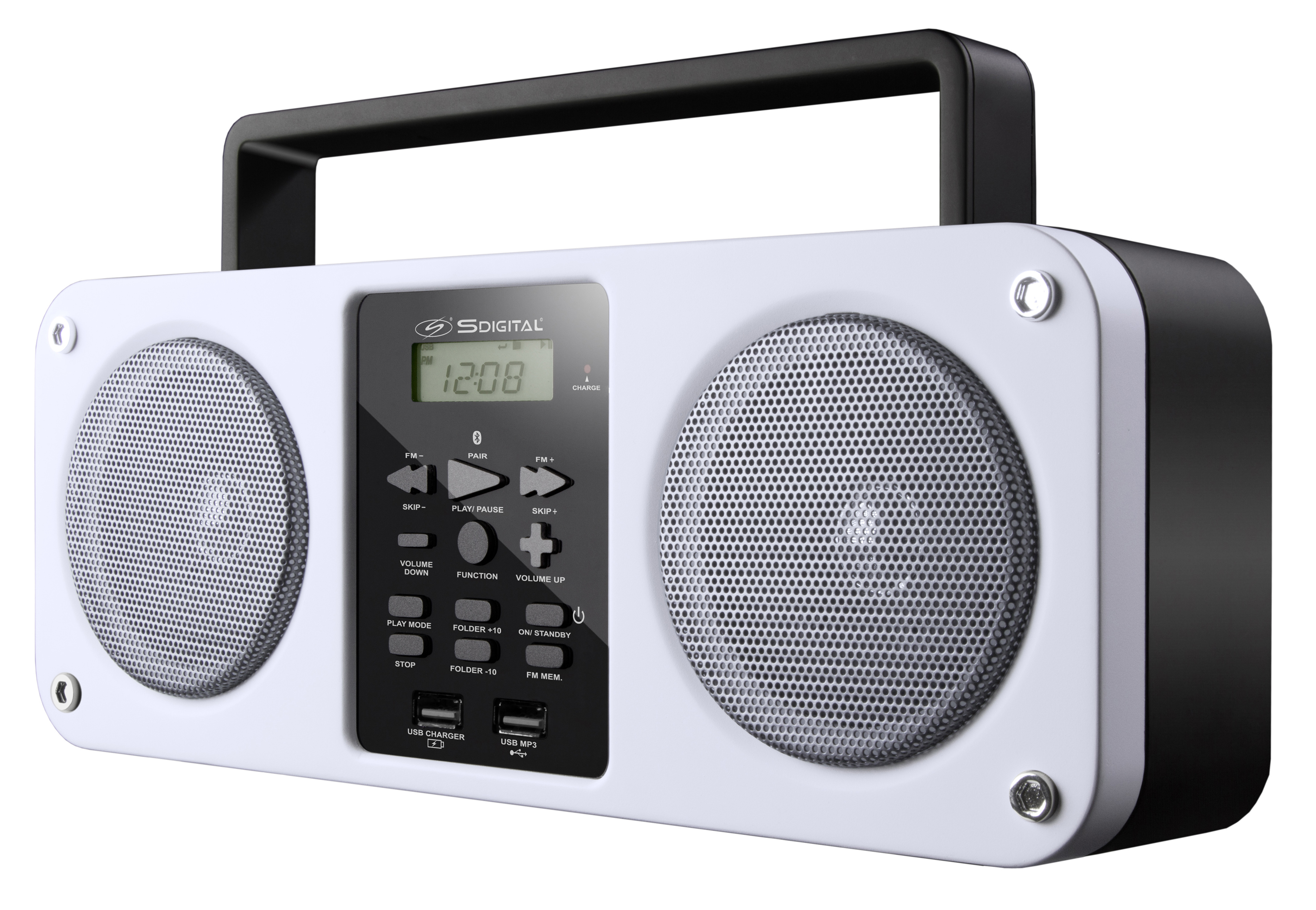 SDIGITAL Mission Bluetooth Boombox, PLL Tuner, Weiß