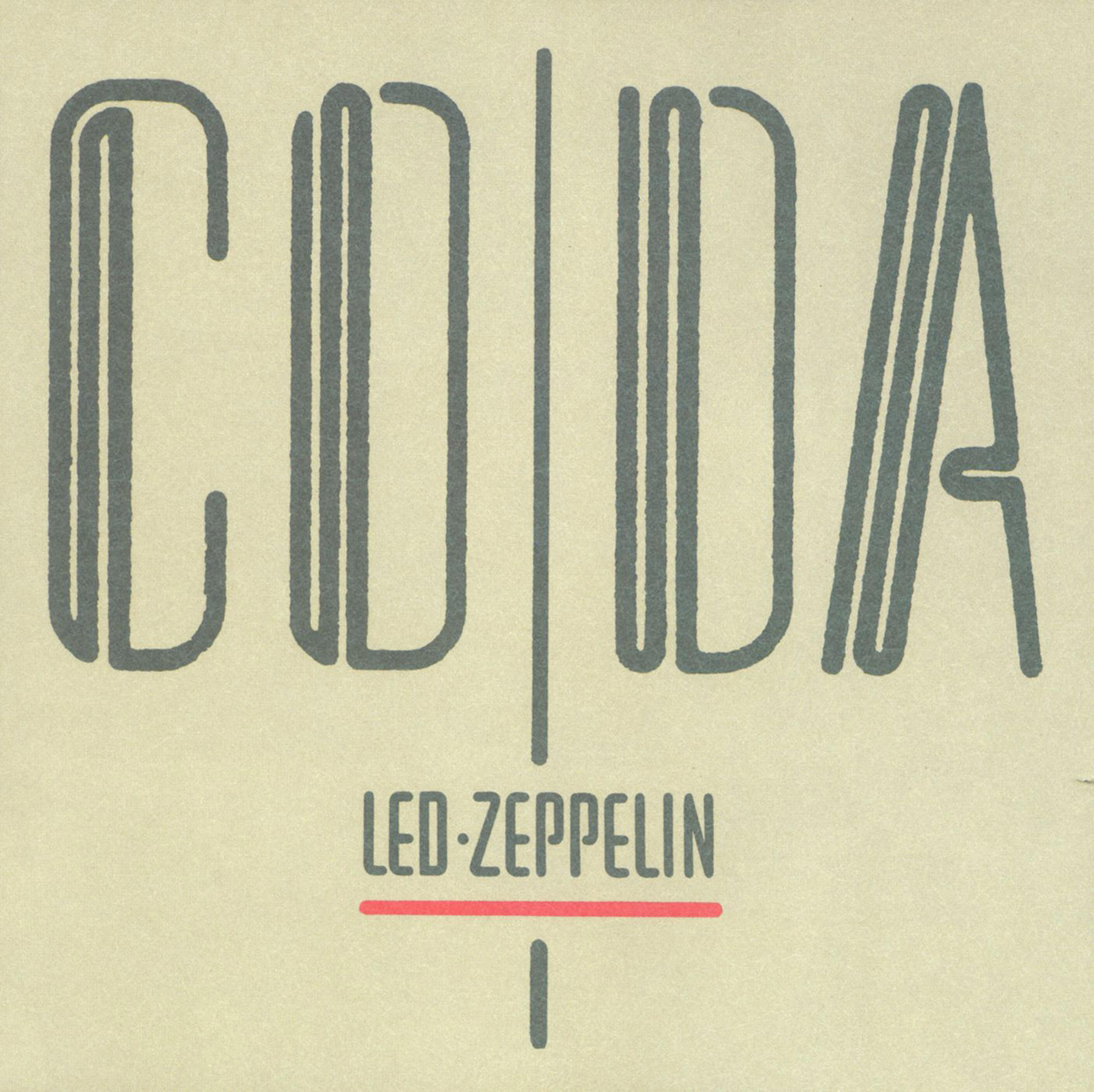 Led Zeppelin Coda Albumcover mit dem Wort Coda.