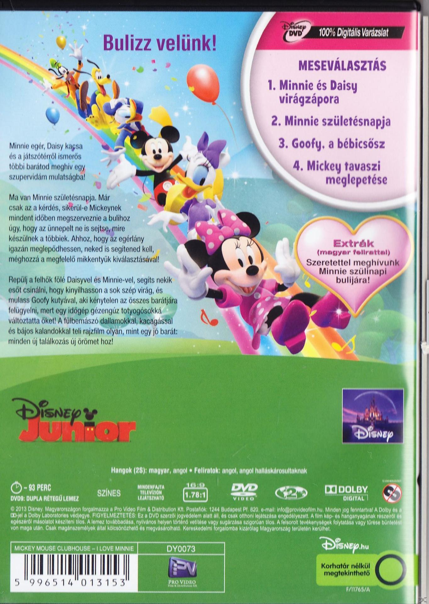 DVD borító egy rajzfilmhez Minnie-vel és Daisy-vel. Szöveg és rajzfigurák veszik körbe.