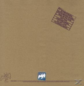 Braunes Albumcover mit Text in einem Stempel. Weißer Hintergrund.
