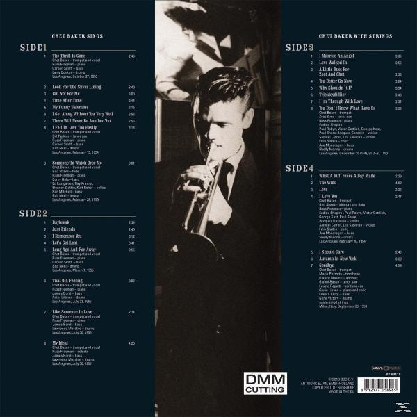 Album borító: Chet Baker trombitál, számlista és az album címe.
