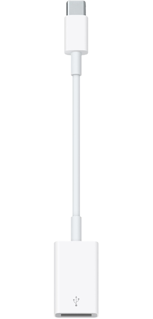 Fehér Lightning-USB adapter. Fehér. USB szimbólum.