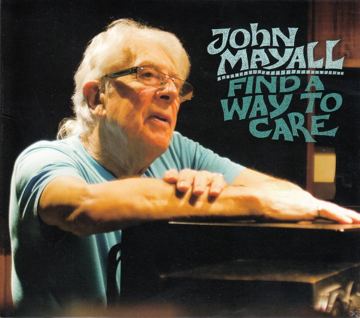 John Mayall albumának borítója a 'Find a Way to Care' szöveggel, sötét háttérrel.