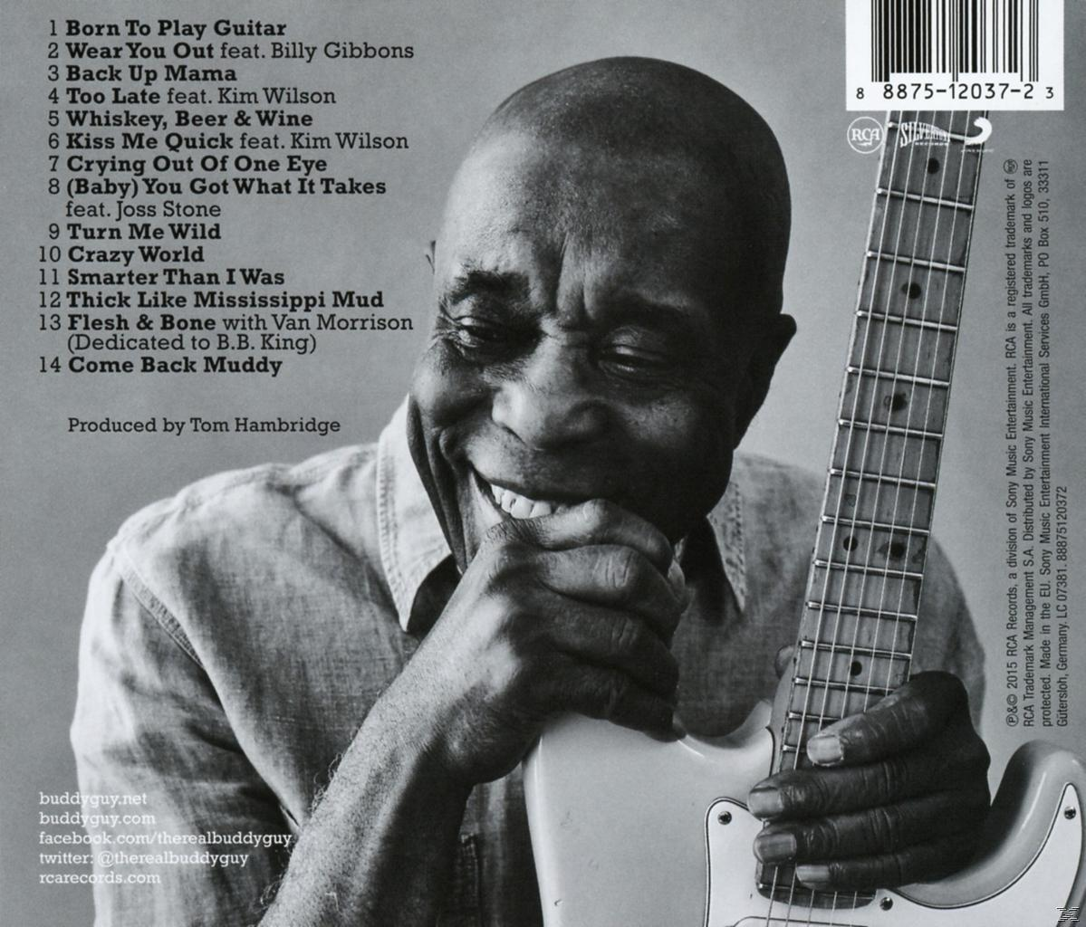 Album-Rückseite mit einem lächelnden schwarzen Mann, der eine Gitarre hält. Trackliste und Credits sind aufgeführt.