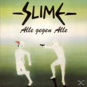 Albumcover mit Cartoonfiguren, eine mit einer Pistole. Grün-weißer Hintergrund.
