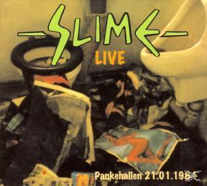 Albumcover: Graffiti-Text, Mann mit Toilette dahinter.