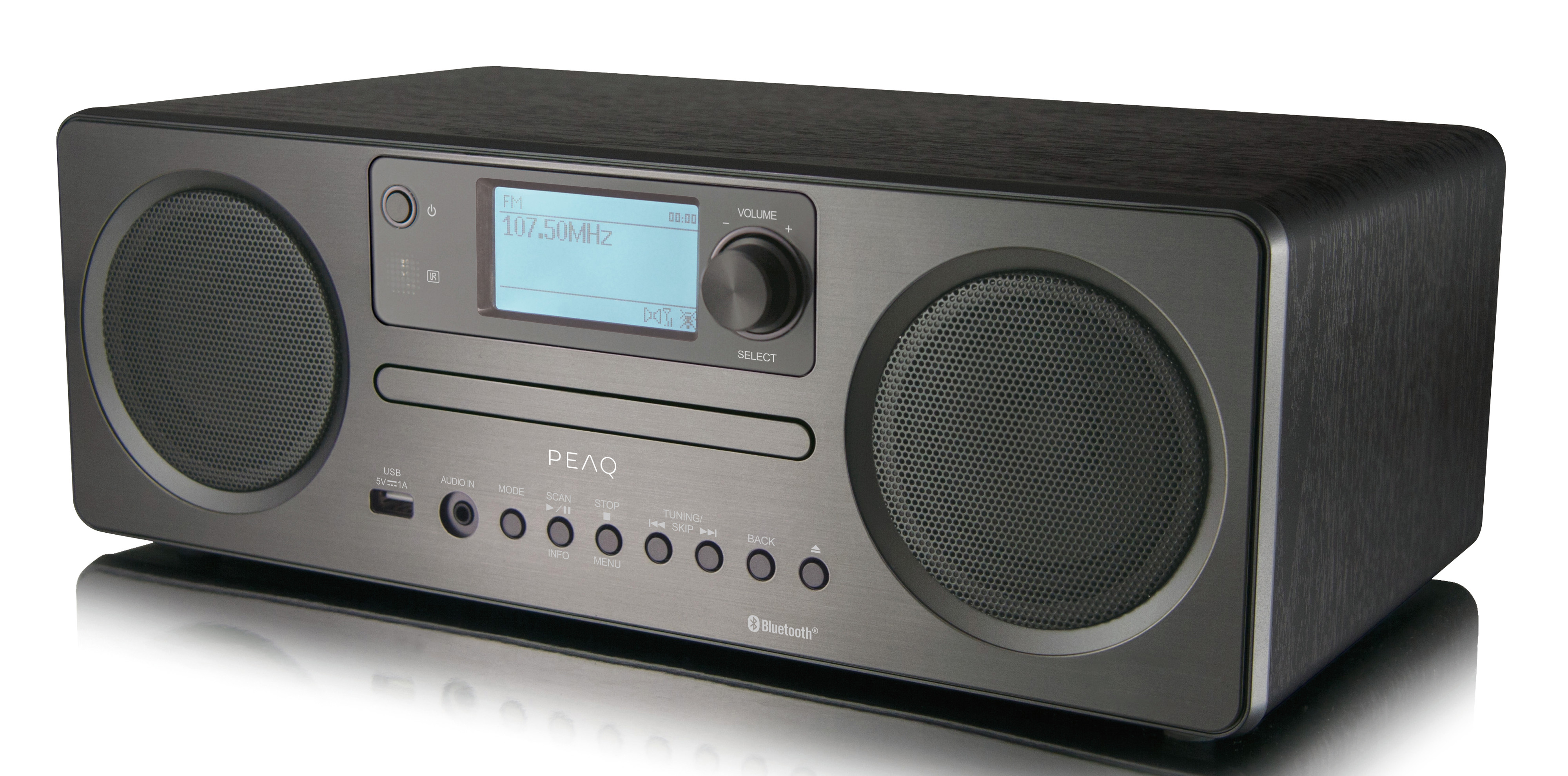 PEAQ PDR 350 Internetradio, DAB+, DAB, Schwarz, Metallgrau
