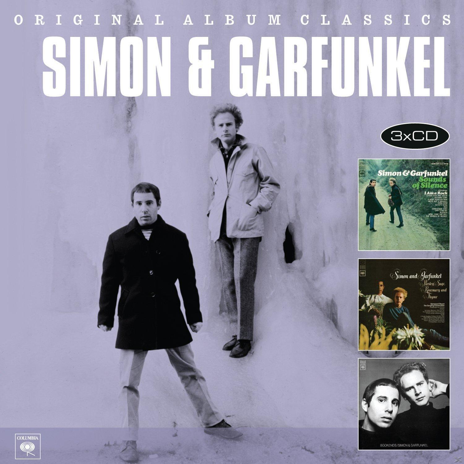 Albumcover von Simon & Garfunkels Original Album Classics. Drei Albumcover werden gezeigt.