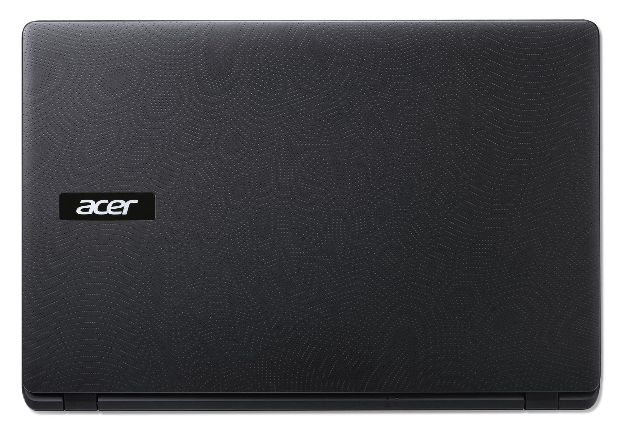 Ein schwarzer Laptop mit dem Acer-Logo. Der Laptop ist geschlossen. Die Oberfläche hat kleine strukturierte Punkte.