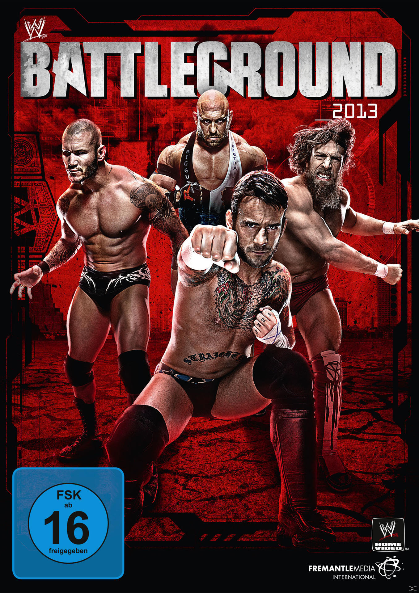 Filmcover: Vier Wrestler sind in Kampfpose zu sehen. Der Titel lautet 'Battleground 2013'.