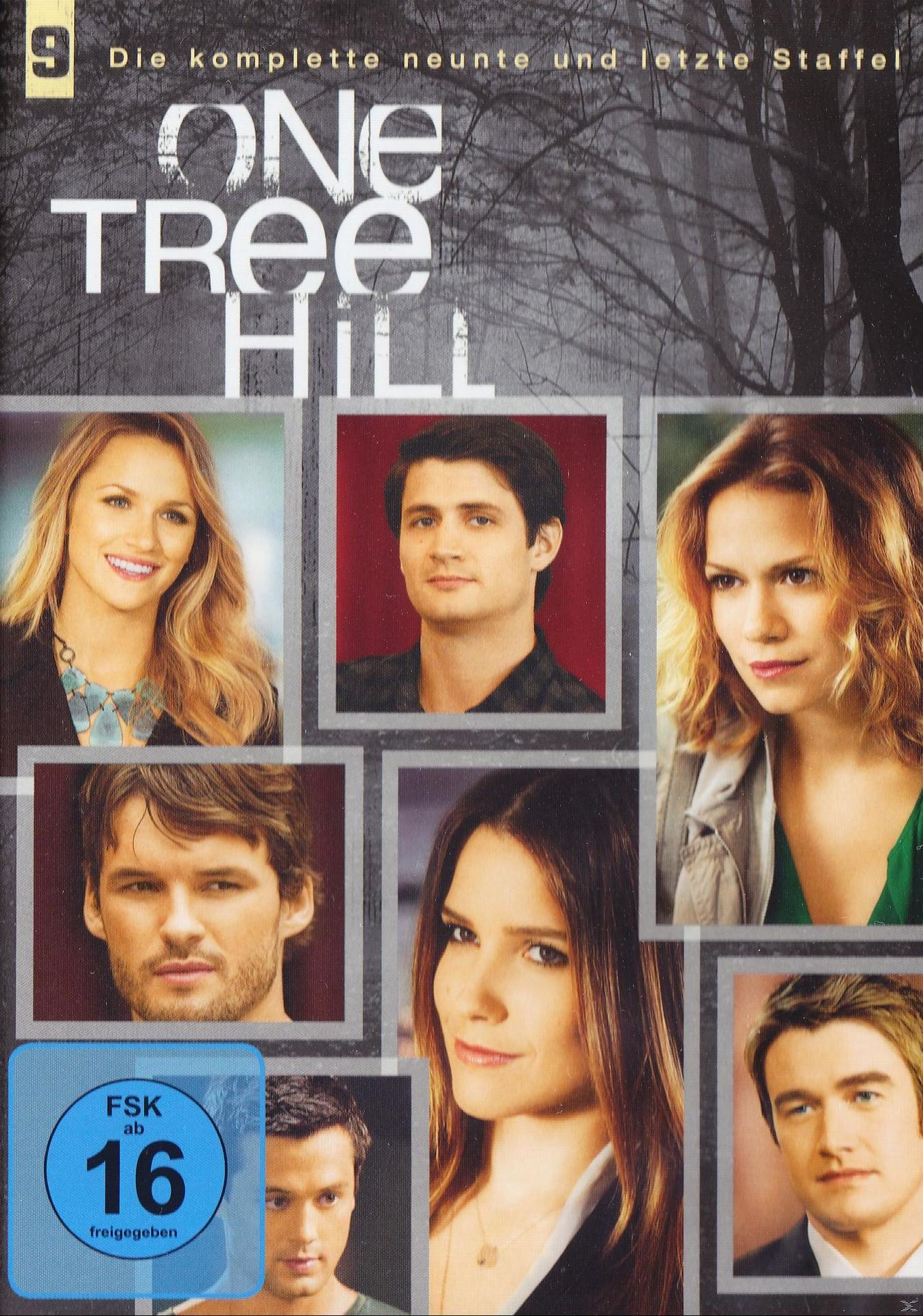 One Tree Hill DVD-Cover zeigt sechs Personen in Fotoboxen. Der Titel steht oben, der Hintergrund ist ein Wald.