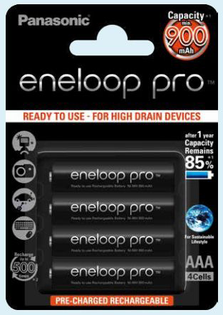 ENELOOP Pro AAA Micro Batterie wiederaufladbar, Nickel-Metallhydrid, 930 mAh 4 Stück