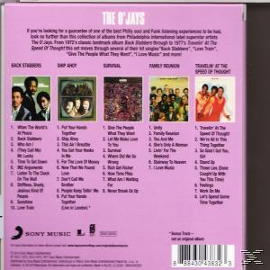 Rückseite eines Albums. Enthält Fotos von Bandmitgliedern und Titeln. Der Titel lautet 'The O'Jays'.