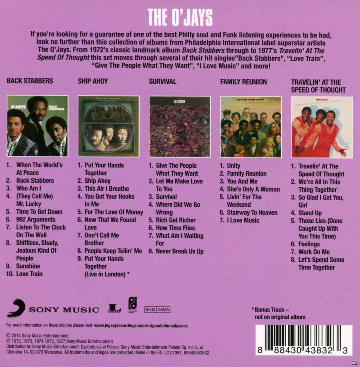 Albumcover der O'Jays. Bilder und Tracklisten befinden sich auf der Rückseite.