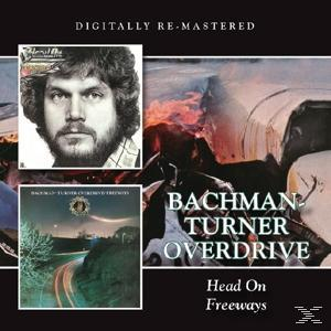 Albumcover mit Foto von Bachman-Turner Overdrive und dem Albumtitel 'Head on Freeways'.