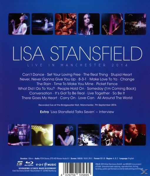 CD-Cover mit einer singenden Frau. Titel: Lisa Stansfield, Live in Manchester 2014, Titelliste und Veranstaltungsfotos.