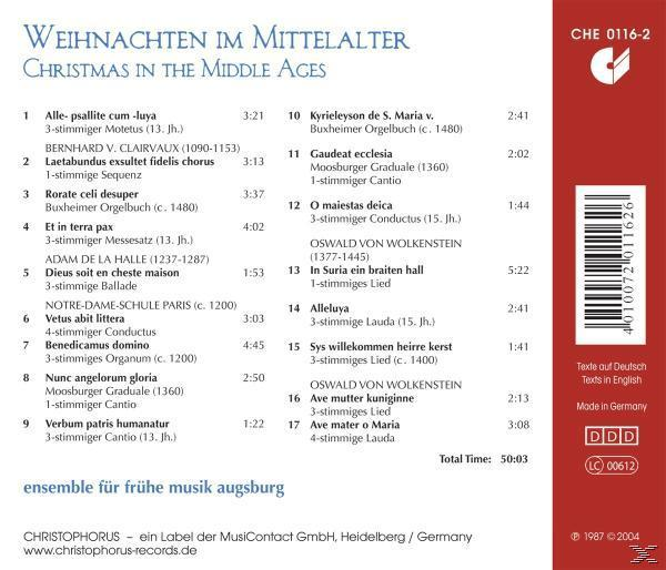 Ensemble Für Frühe Musik Augsburg - Weihnachten Im Mittelalter  - (CD)